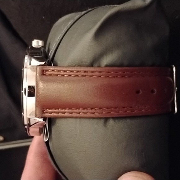 Van Heusen Men's watch fully banded strap on brown blue silver any size os - Picture 7 of 9